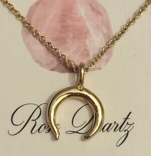 Luna Norte Rose Quartz Gold Plated Horseshoe Necklace NIB